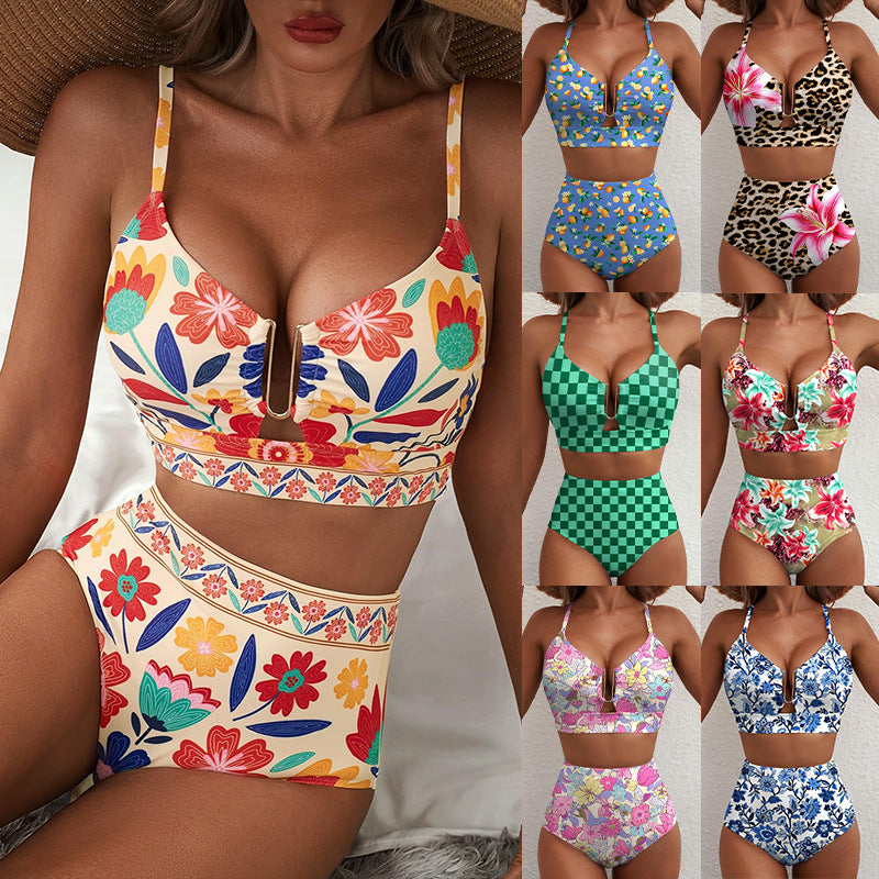 Bikini Kwiatowe High Waist U-Line