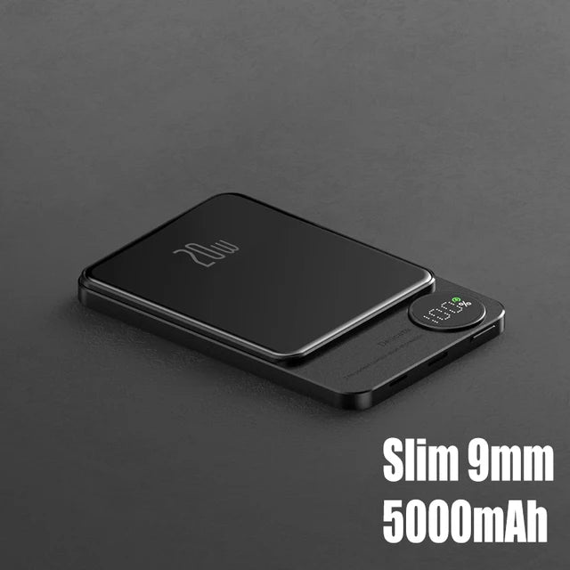Magnetyczny powerbank z ładowaniem bezprzewodowym — 5000 lub 10000 mAh