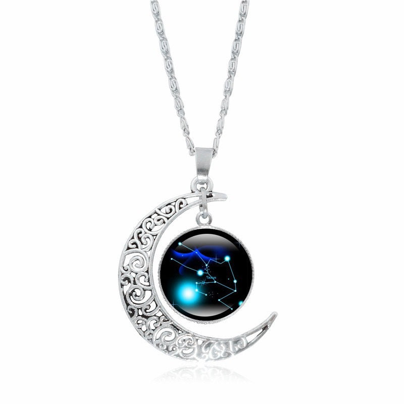 Naszyjnik z księżycem i znakiem zodiaku