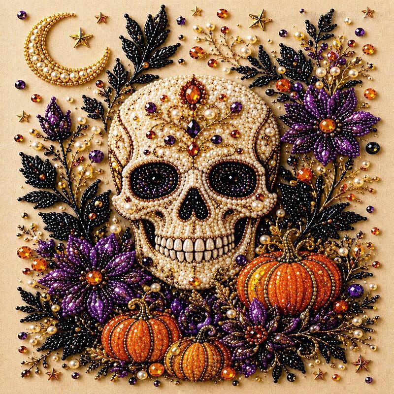 Zestaw do Diamentowego Malowania — Duch Halloween, DIY, dla Dorosłych i Początkujących