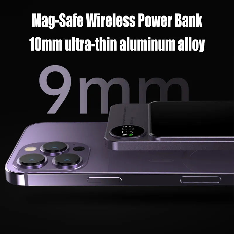 Magnetyczny powerbank z ładowaniem bezprzewodowym — 5000 lub 10000 mAh