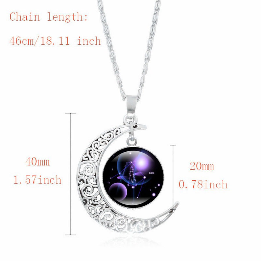 Naszyjnik z księżycem i znakiem zodiaku
