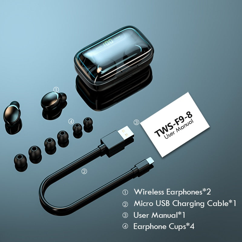 Słuchawki TWS F9-8 Bluetooth 5.0 z etui 2200 mAh