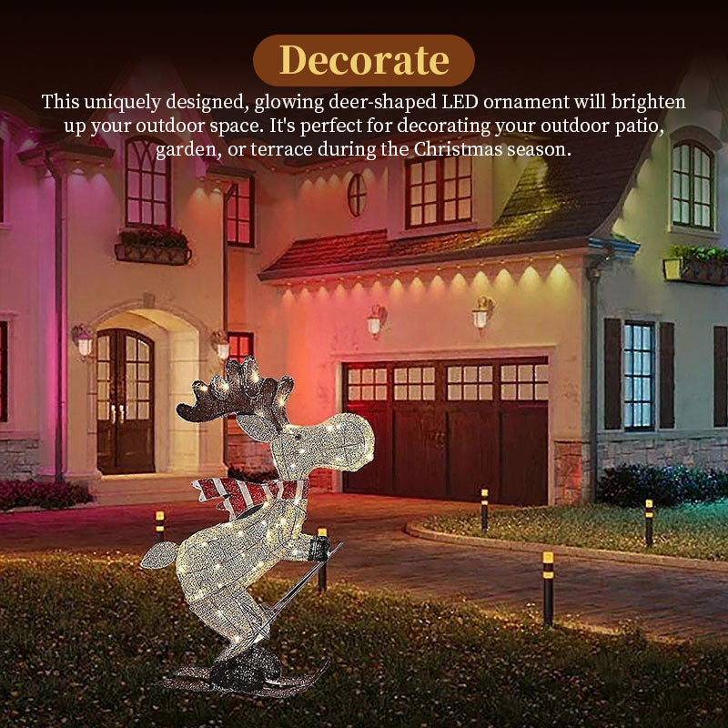 Świąteczny Renifer LED na Nartach – Dekoracja 35 cm