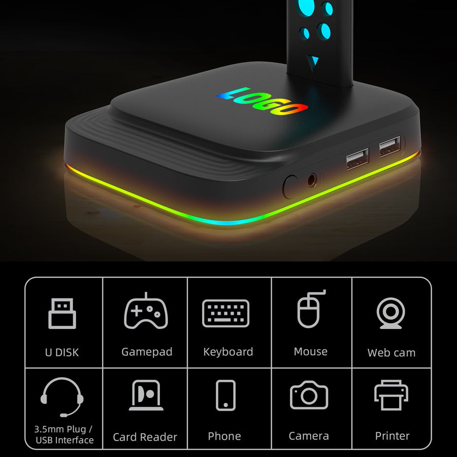 Stojak na słuchawki RGB G2 z AUX 3,5 mm