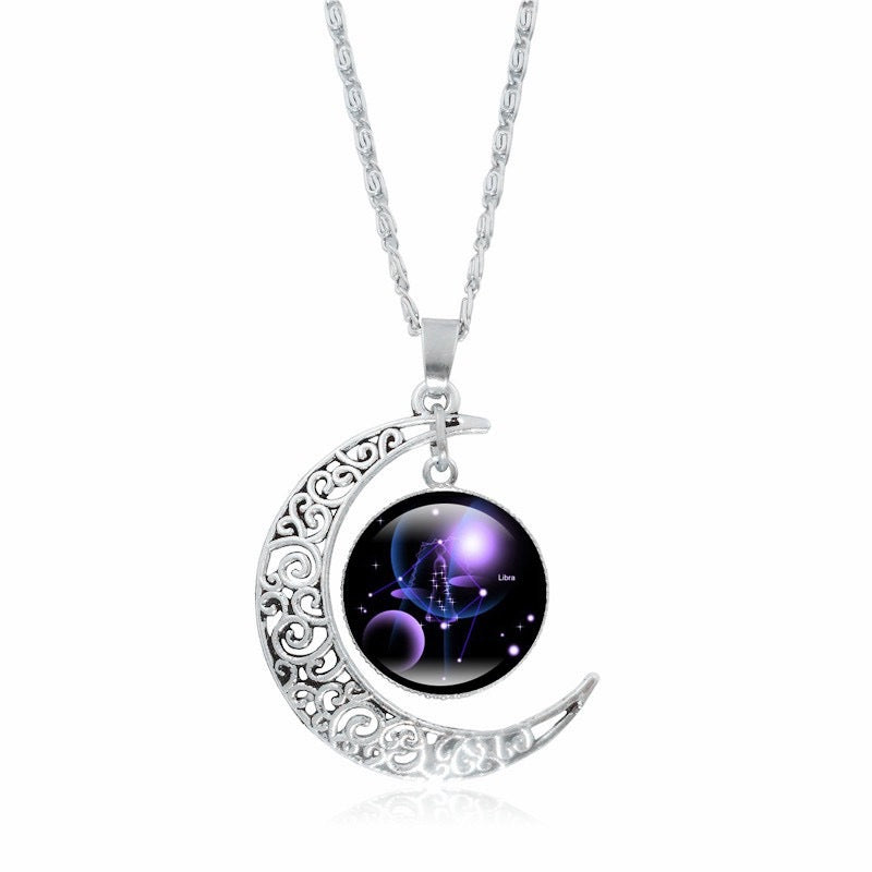 Naszyjnik z księżycem i znakiem zodiaku