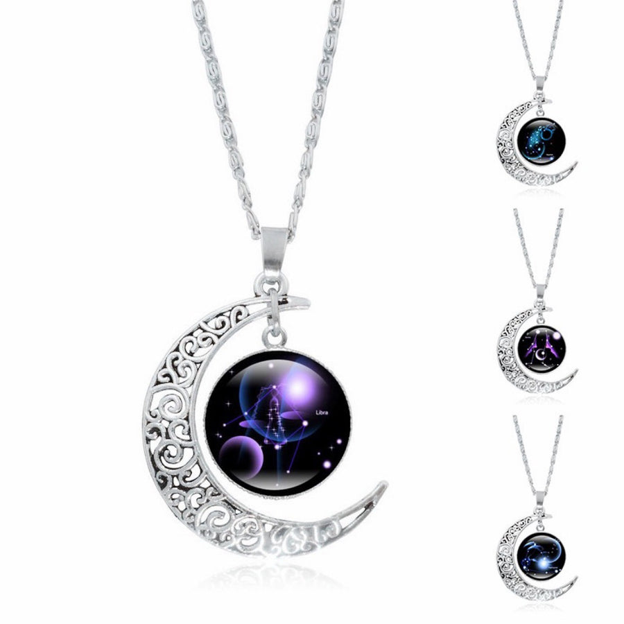 Naszyjnik z księżycem i znakiem zodiaku