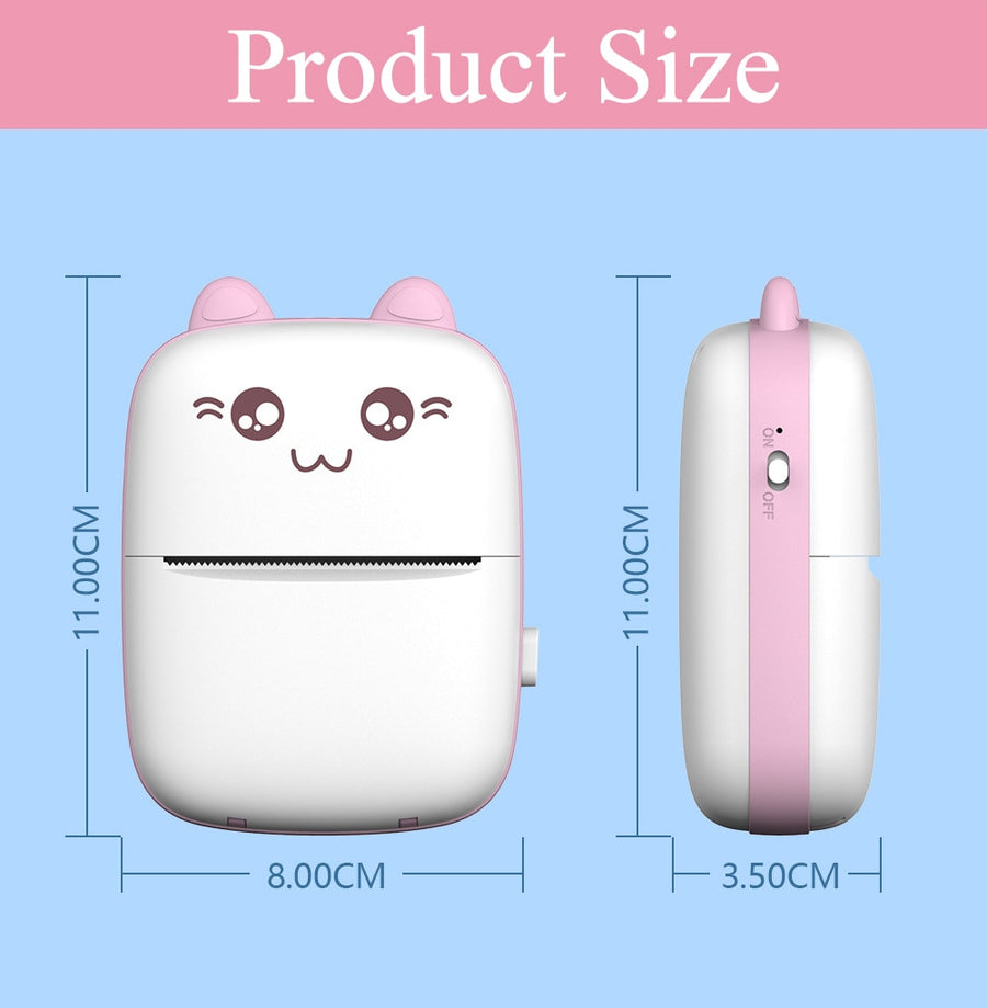 Przenośna Drukarka Termiczna MINI CAT - Bluetooth, Druk Zdjęć i Etykiet