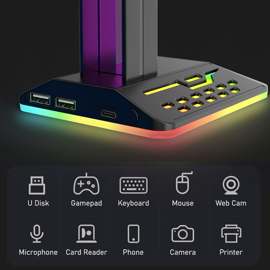 Stojak na słuchawki RGB D8 z USB-C