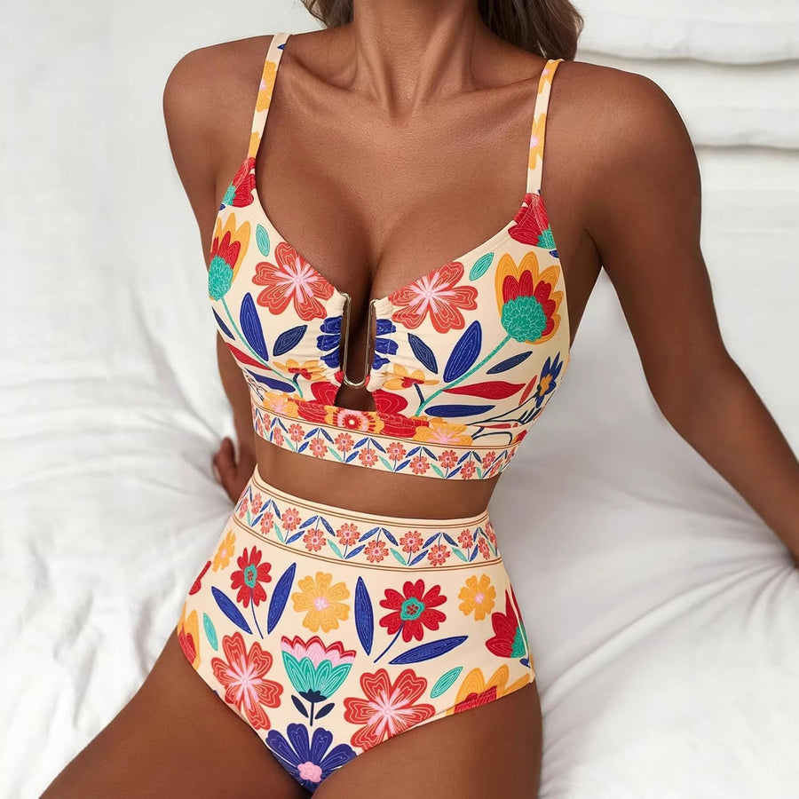 Bikini Kwiatowe High Waist U-Line
