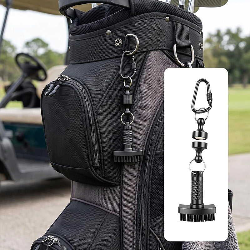 Szczotka Golfowa Magnetyczna z Czyścikiem Rowów i Klipsem Quick-Release