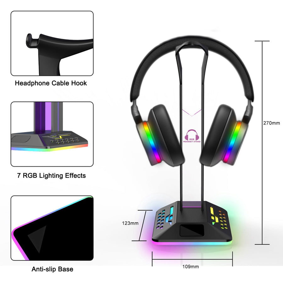 Stojak na słuchawki RGB D8 z USB-C