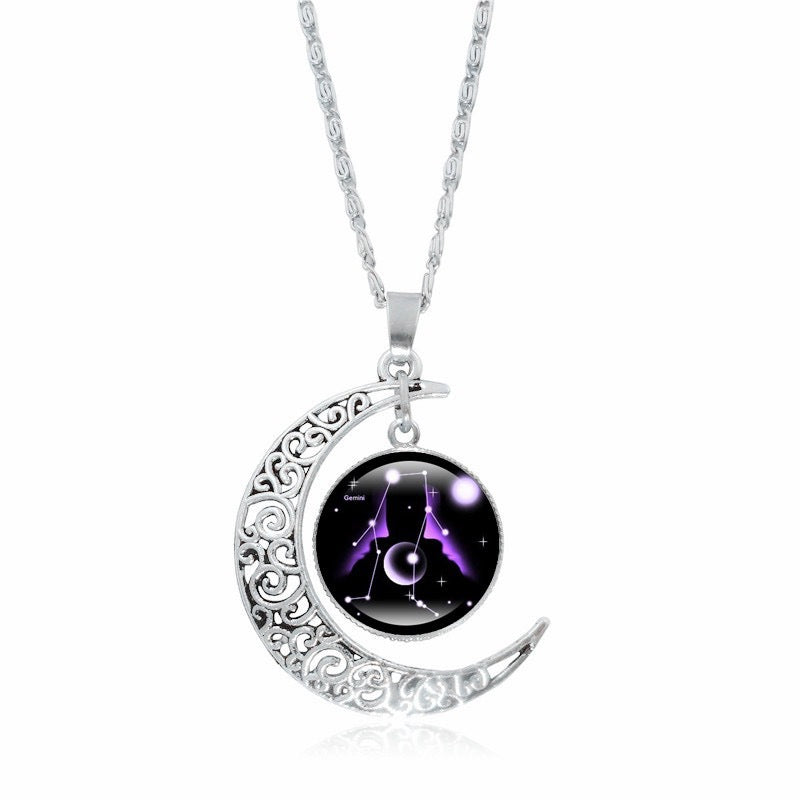 Naszyjnik z księżycem i znakiem zodiaku