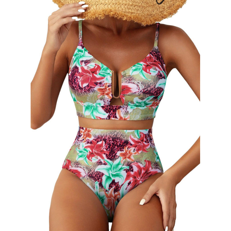 Bikini Kwiatowe High Waist U-Line