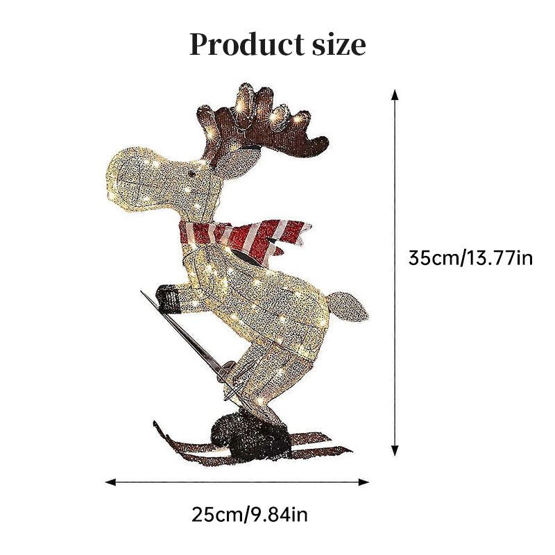 Świąteczny Renifer LED na Nartach – Dekoracja 35 cm