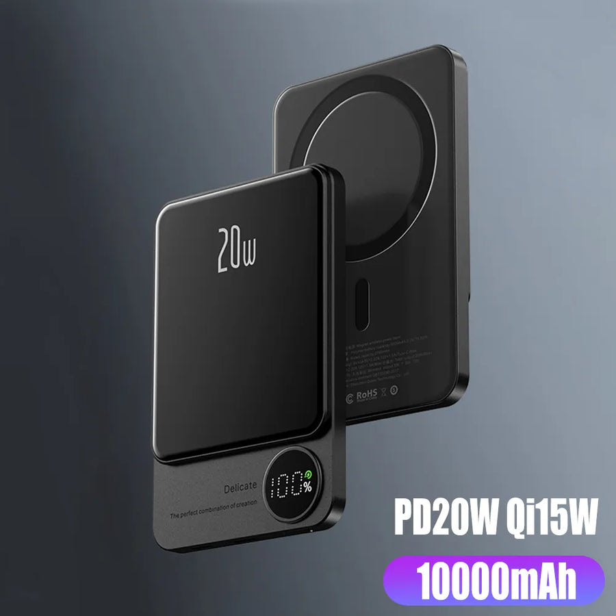 Magnetyczny powerbank z ładowaniem bezprzewodowym — 5000 lub 10000 mAh