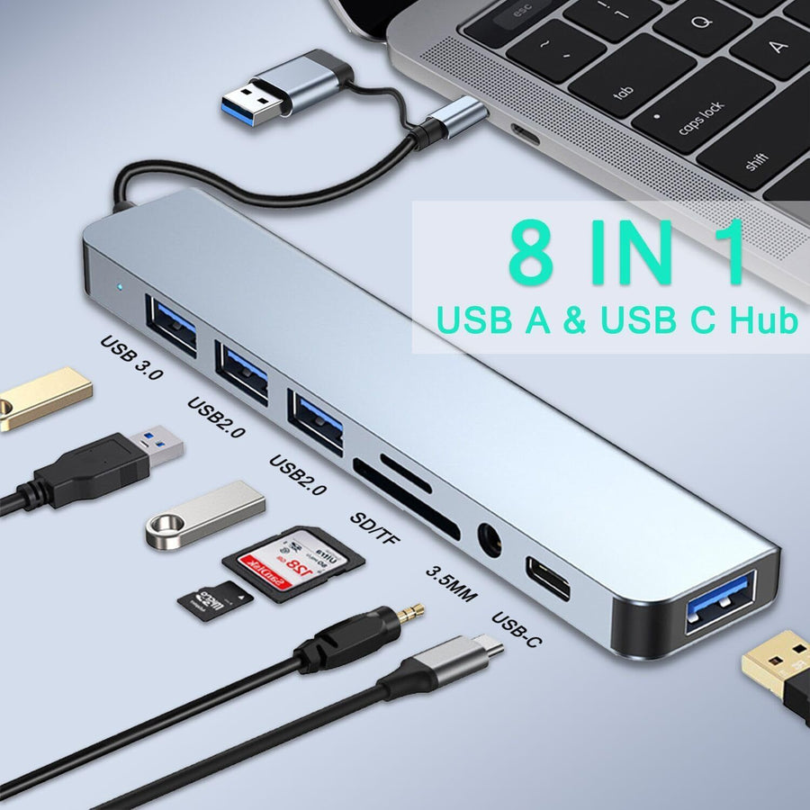 Wieloportowy hub USB — warianty USB i USB-C