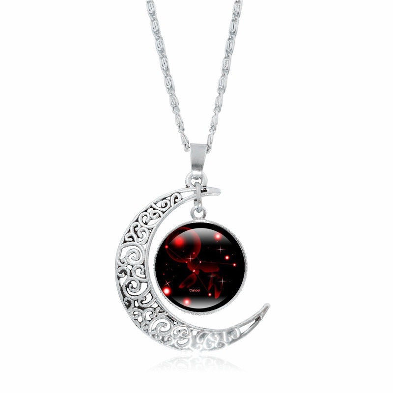 Naszyjnik z księżycem i znakiem zodiaku