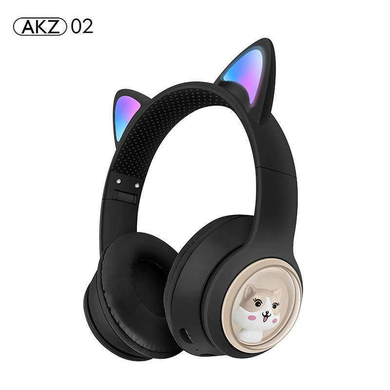 Słuchawki Bluetooth AKZ-02 ze świecącymi kocimi uszami