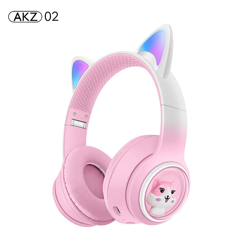 Słuchawki Bluetooth AKZ-02 ze świecącymi kocimi uszami