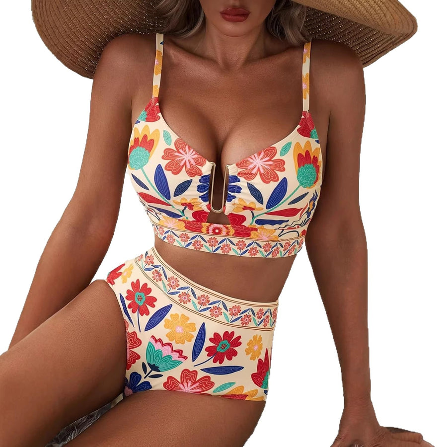 Bikini Kwiatowe High Waist U-Line