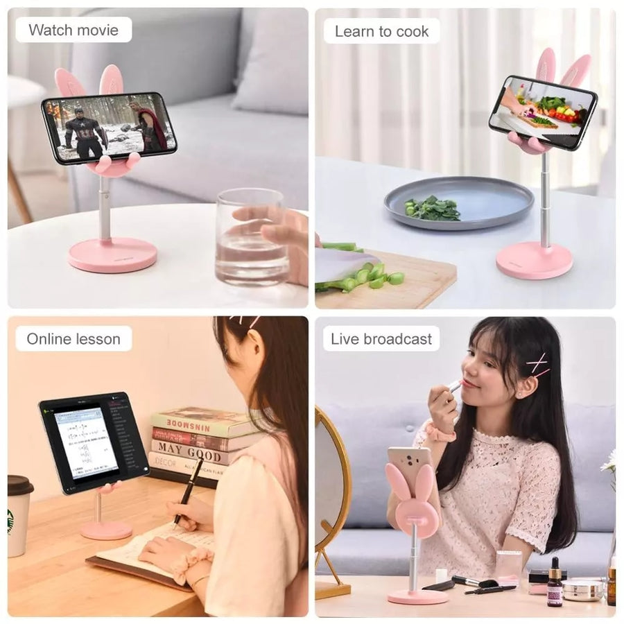 Biurkowa podstawka pod telefon lub tablet — królik