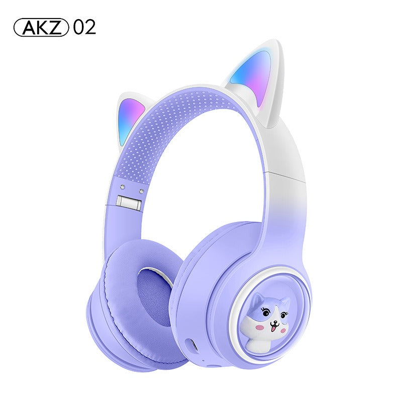 Słuchawki Bluetooth AKZ-02 ze świecącymi kocimi uszami