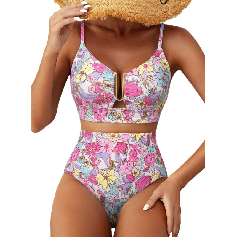 Bikini Kwiatowe High Waist U-Line