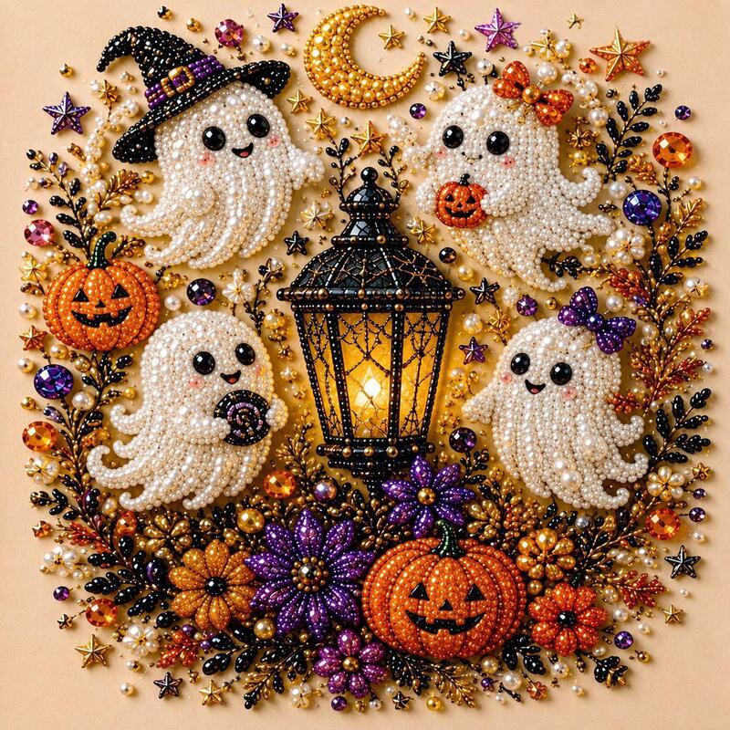 Zestaw do Diamentowego Malowania — Duch Halloween, DIY, dla Dorosłych i Początkujących