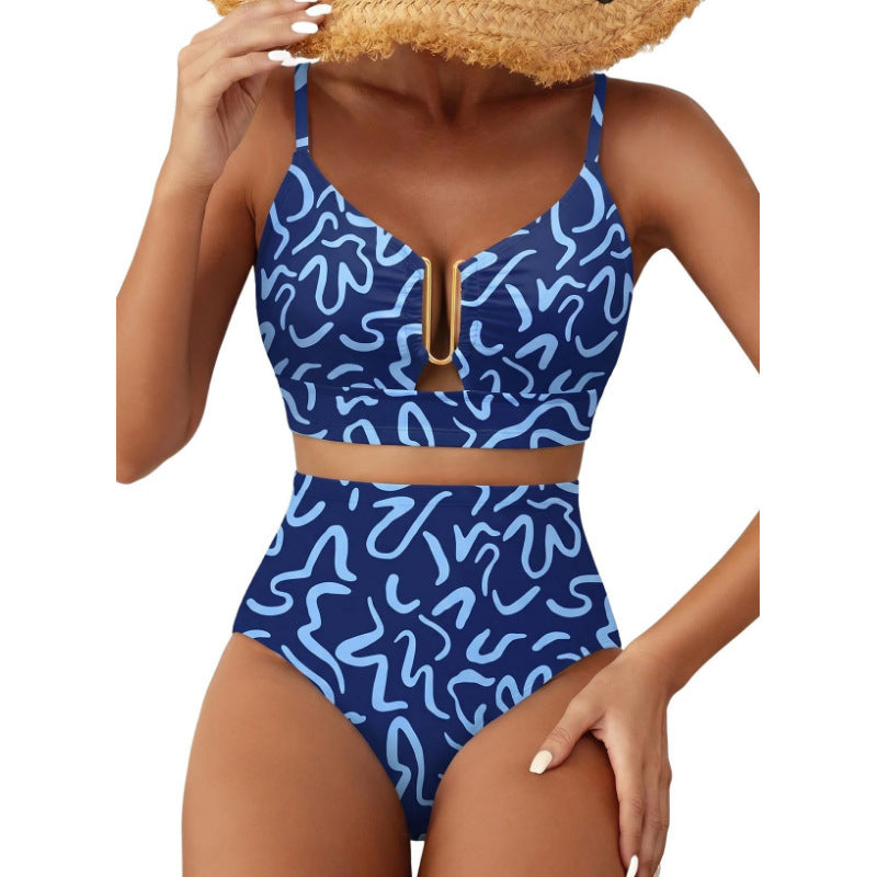 Bikini Kwiatowe High Waist U-Line