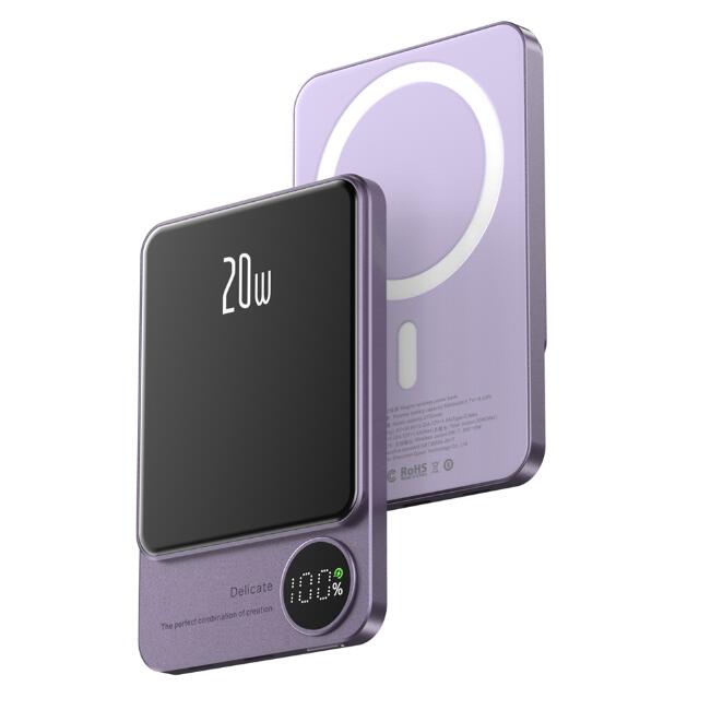 Magnetyczny powerbank z ładowaniem bezprzewodowym — 5000 lub 10000 mAh