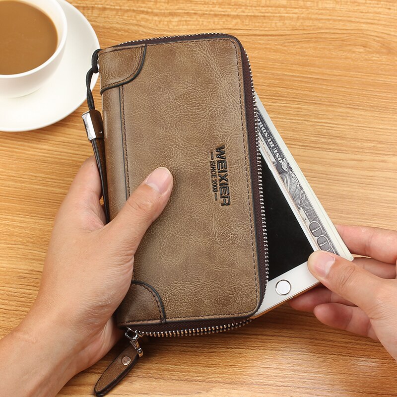 Portfel męski długi PU Leather Biznesowy