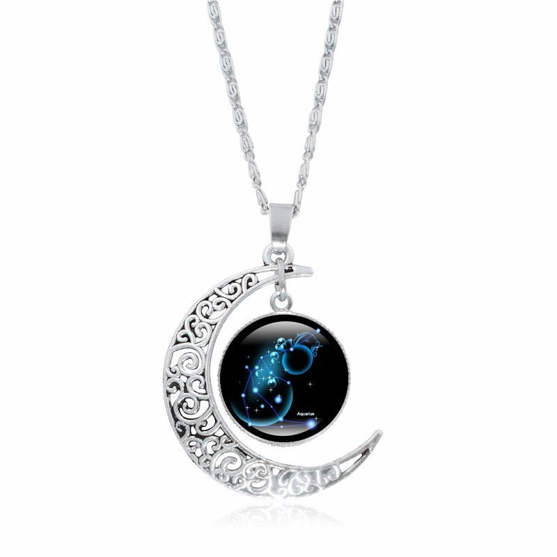 Naszyjnik z księżycem i znakiem zodiaku