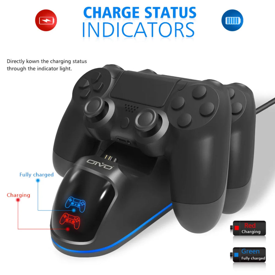 Stacja Ładująca OIVO do Kontrolerów PS4 - Szybkie Ładowanie, Wyświetlacz LED