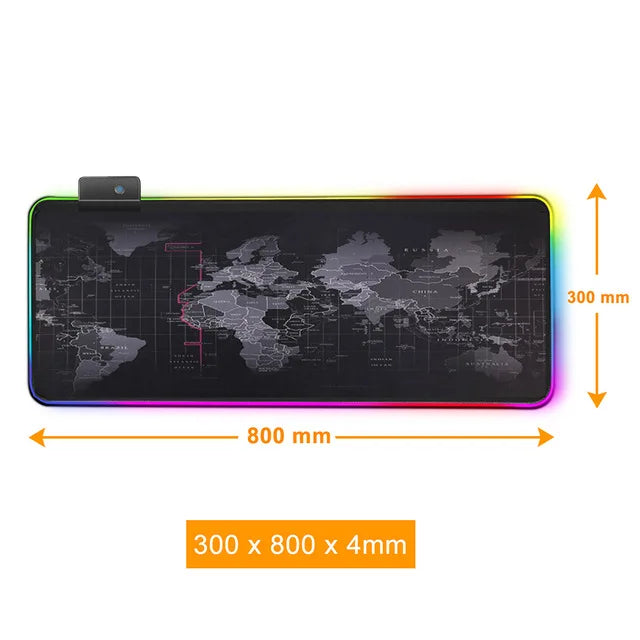 Podkładka Gamingowa pod Mysz RGB - Mapa Świata, Duży Format