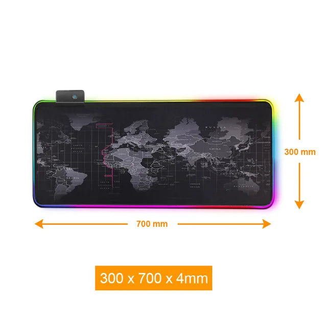 Podkładka Gamingowa pod Mysz RGB - Mapa Świata, Duży Format