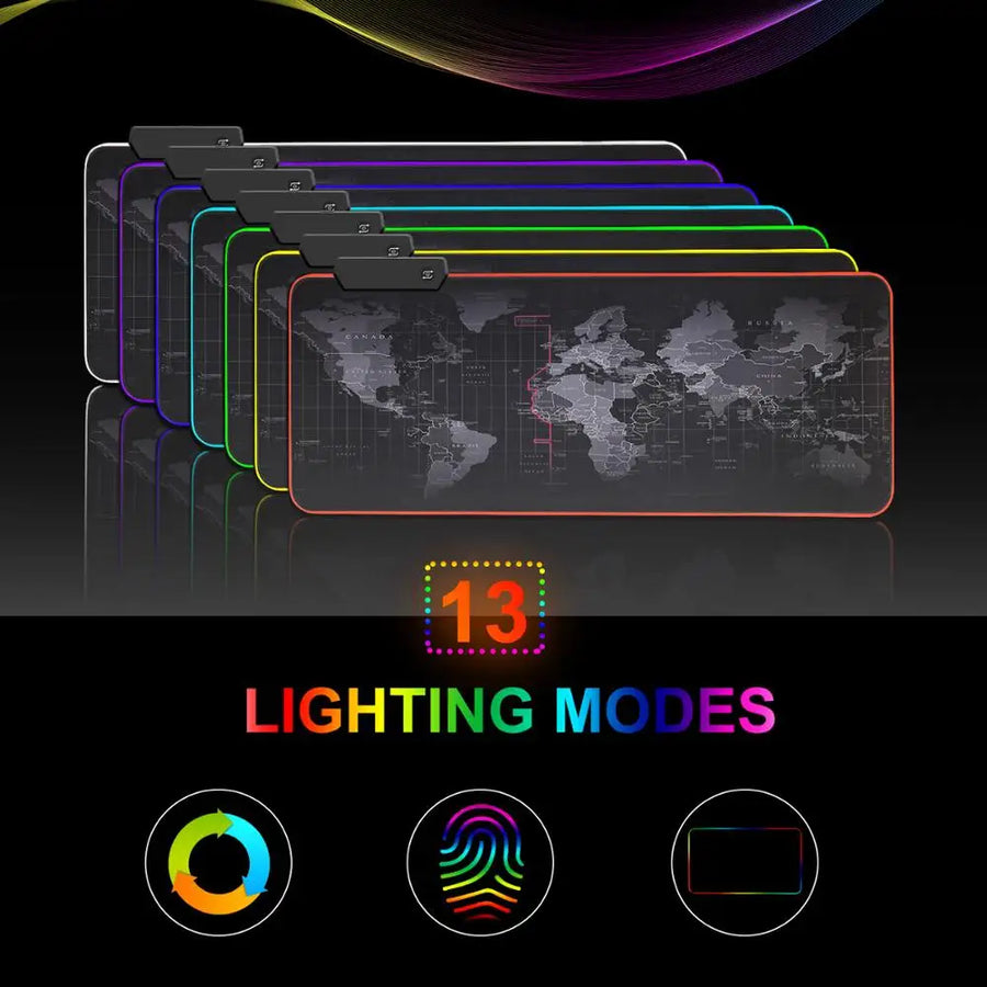 Podkładka Gamingowa pod Mysz RGB - Mapa Świata, Duży Format