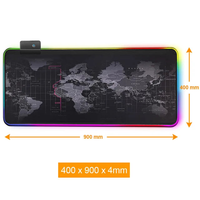 Podkładka Gamingowa pod Mysz RGB - Mapa Świata, Duży Format