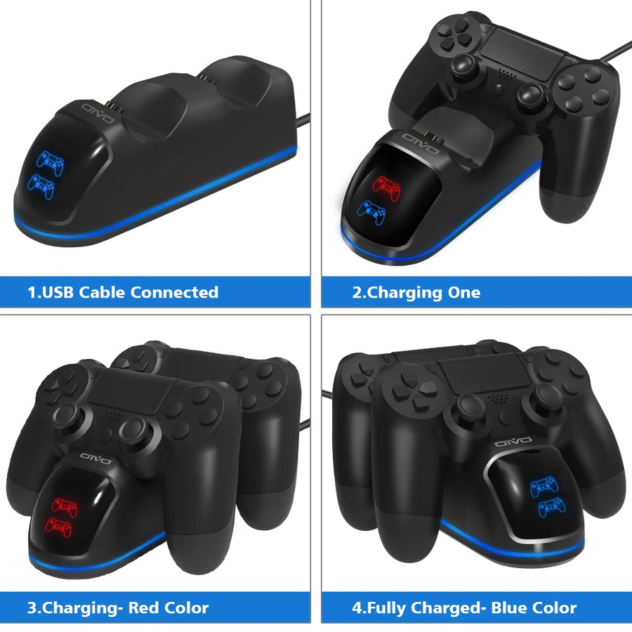 Stacja Ładująca OIVO do Kontrolerów PS4 - Szybkie Ładowanie, Wyświetlacz LED