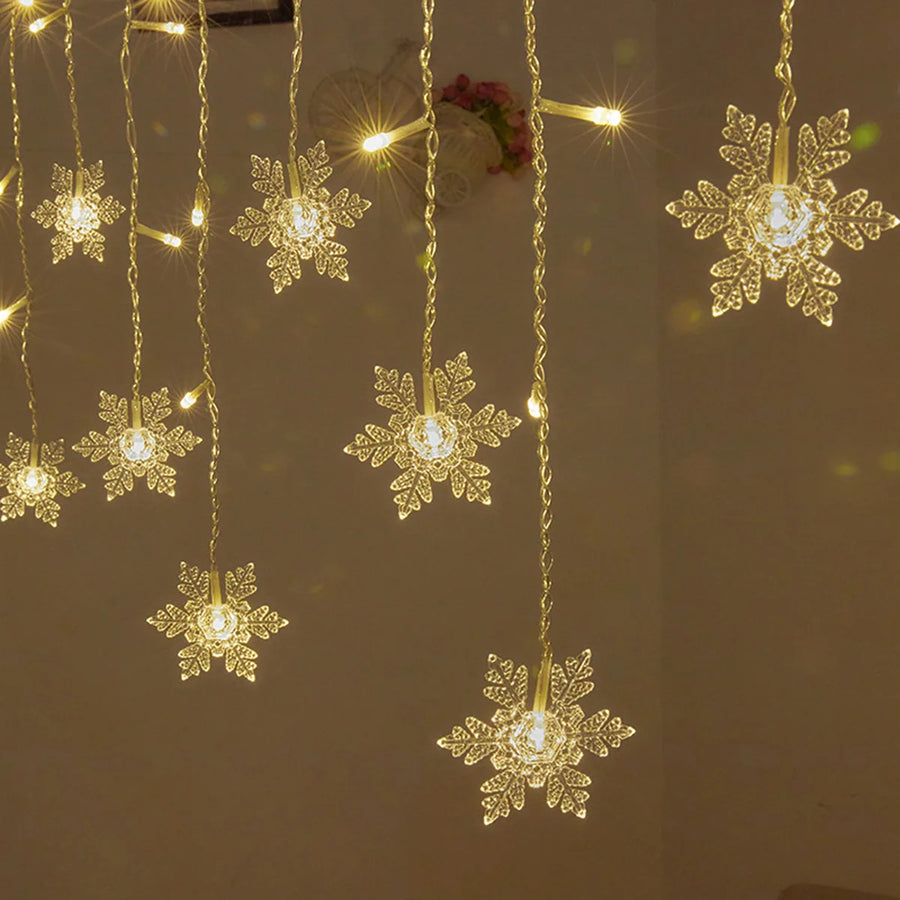 Girlanda LED Śnieżynki 3 m – Ciepła Biel, USB lub Baterie