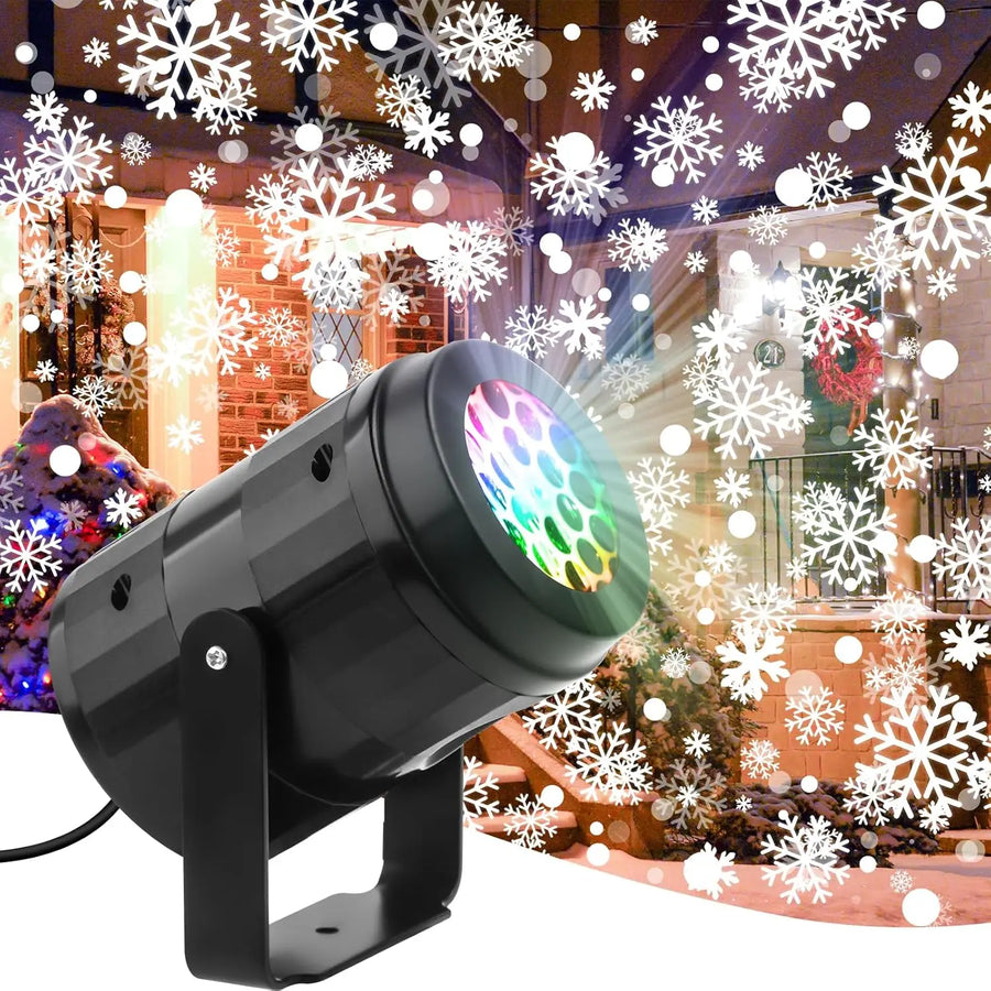 Świąteczny Projektor Śnieżynek LED USB – Obrotowy