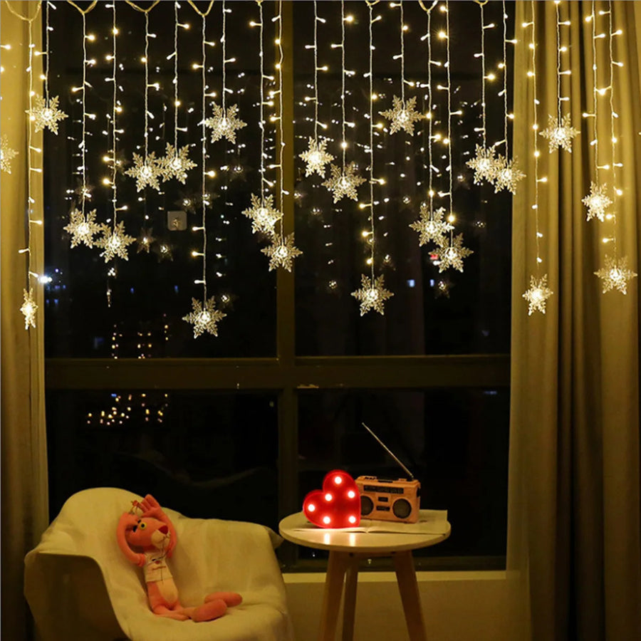Girlanda LED Śnieżynki 3 m – Ciepła Biel, USB lub Baterie