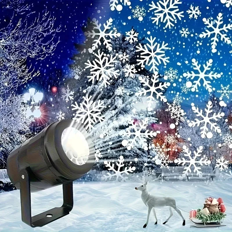 Świąteczny Projektor Śnieżynek LED USB – Obrotowy