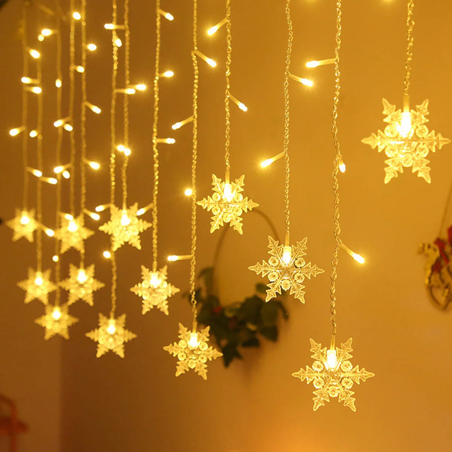 Girlanda LED Śnieżynki 3 m – Ciepła Biel, USB lub Baterie